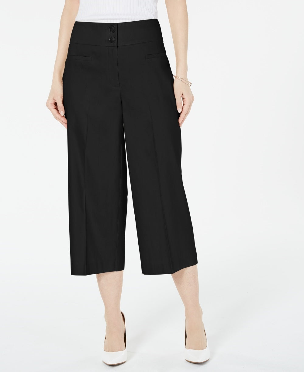 Alfani Women's Petite Wide-Leg Linen Pants  Black Size 12P