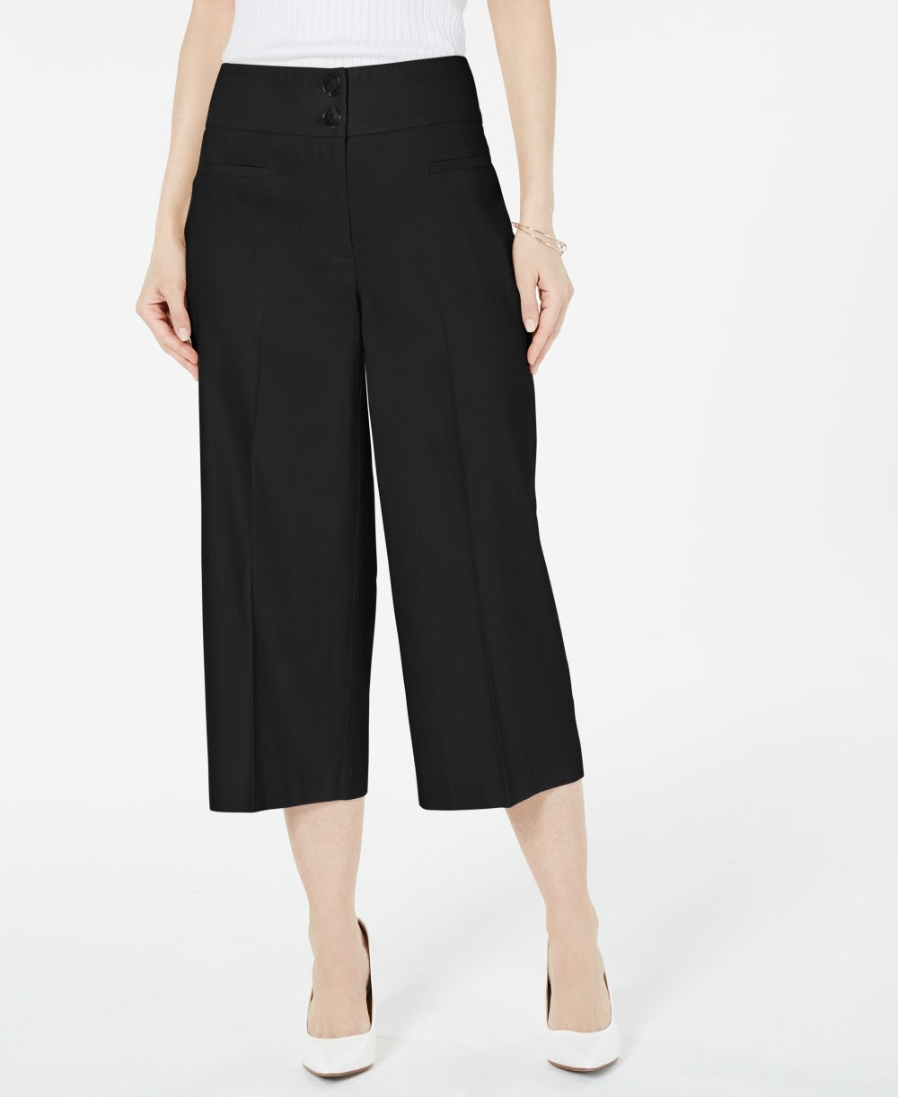 Alfani Women's Wide Leg Linen Pants Black Size 14 Petite