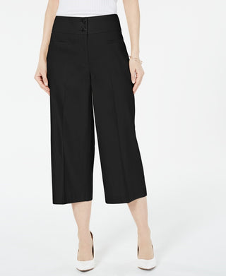 Alfani Women's Wide Leg Linen Pants Black Size 6 Petite