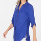 JM Collection Women's Embellished Utility Shirt Blue Size Petite Medium