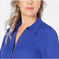 JM Collection Women's Embellished Utility Shirt Blue Size Petite Medium