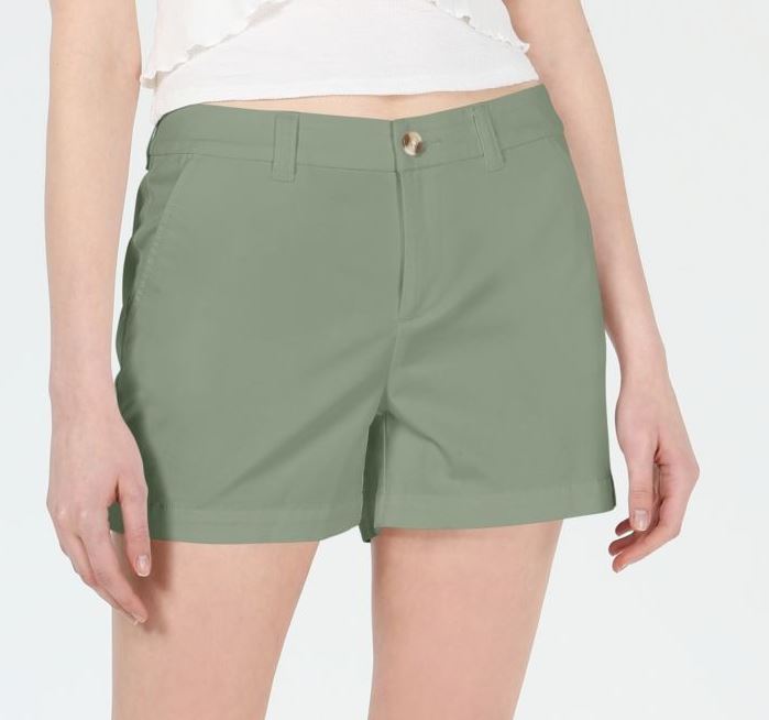 Maison Jules Women's Flat Front Chino Shorts Green Size 12