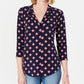 Charter Club Women's Printed 3/4 Sleeve Top Blue Size PM