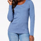 Karen Scott Women's Cotton Scoop-Neck Top Blue Size Large