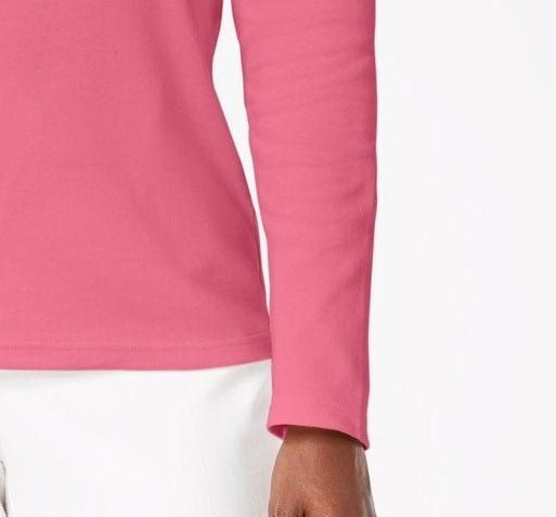 Karen Scott Women's Cotton Scoop-Neck Top Dark Pink Size Large