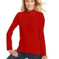 Karen Scott Women's Long Sleeve Mock Neck Cotton Top Red Size Petite Medium