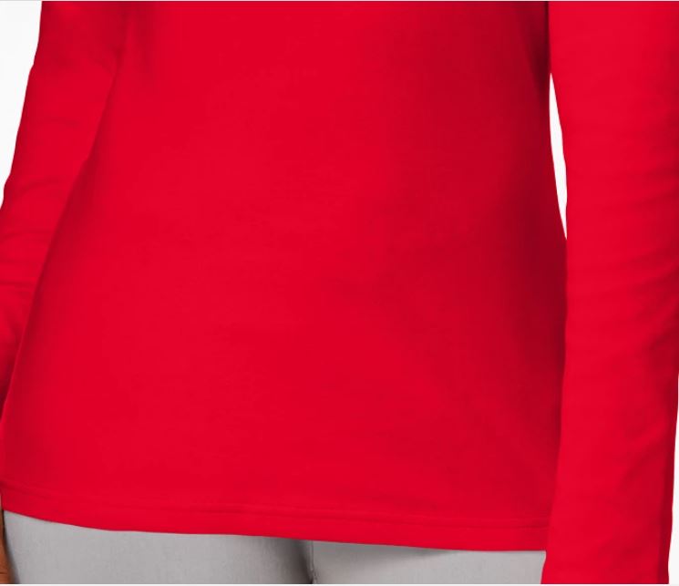 Karen Scott Women's Long Sleeve Mock Neck Cotton Top Red Size Petite Medium