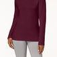 Karen Scott Women's Petite Long-Sleeve Mock-Neck Cotton Top Red Size PM