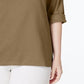 Karen Scott Women's Petite Cotton Henley-Neck Top Brown Size Medium Regular