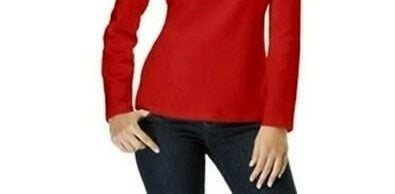 Karen Scott Women's Cotton Turtleneck Red Size Medium