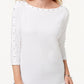 Karen Scott Women's Cotton Boat-Neck Studded Top White Size Extra Large