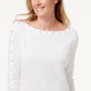 Karen Scott Women's Cotton Boat-Neck Studded Top White Size Extra Large