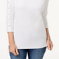 Karen Scott Women's Cotton Boat-Neck Studded Top White Size Extra Large