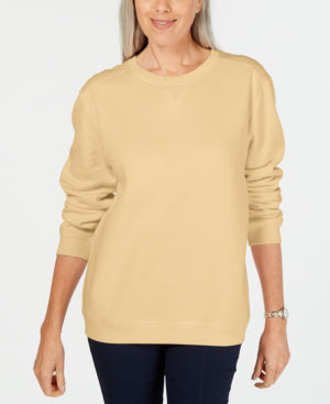 Karen Scott Women's Crewneck Fleece Sweatshirt Yellow Size Petite Small