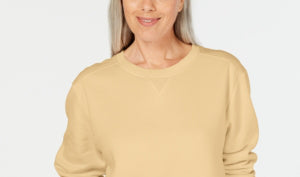 Karen Scott Women's Crewneck Fleece Sweatshirt Yellow Size Petite Small