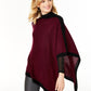 Charter Club Women's Cashmere Border Poncho Red Size Regular