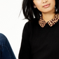 Charter Club Women's Pure Cashmere Cheetah Print Layered Look Sweater Black Size Petite Small