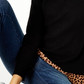 Charter Club Women's Pure Cashmere Cheetah Print Layered Look Sweater Black Size Petite Small