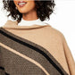 Charter Club Women's Cashmere Chevron Striped Poncho Beige Size Regular