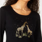 Karen Scott Women's Foil Printed Cotton Top Black Size Large