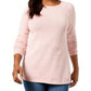 Karen Scott Women's Curved-Hem Sweater Pink Size Large