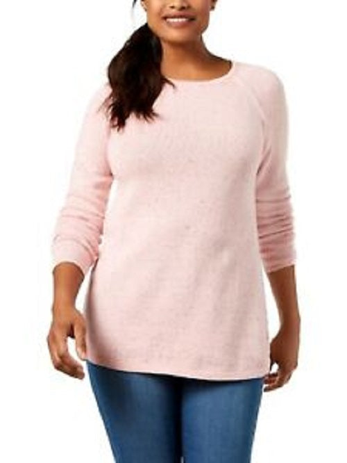 Karen Scott Women's Curved-Hem Sweater Pink Size Large