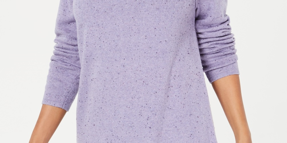 Karen Scott Women's Curved Hem Sweater Purple Size Medium