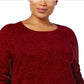 Karen Scott Women's Curved Hem Sweater Red Size Large
