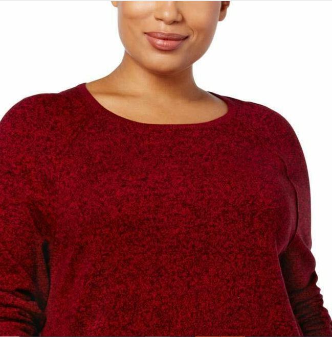 Karen Scott Women's Curved Hem Sweater Red Size Large