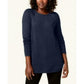 Karen Scott Women's Long-Sleeve Curved Hem Sweater Navy Size Petite Medium