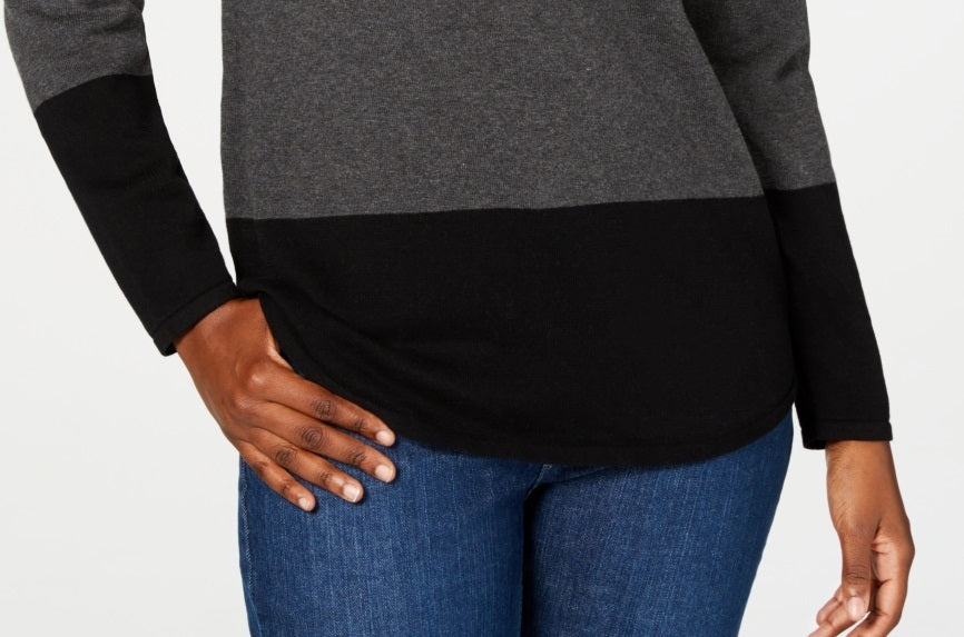 Karen Scott Women's Colorblocked Pullover Sweater Gray Size X-Large