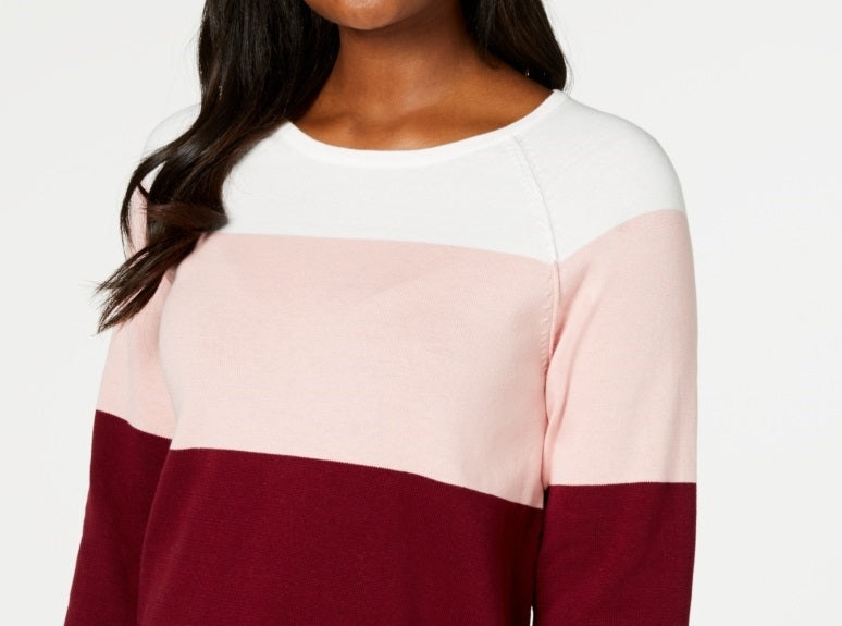 Karen Scott Women's Colorblocked Pullover Sweater Red Size Medium