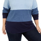 Karen Scott Women's Petite Largeus Size Cotton Colorblocked Sweater Blue Size 0X