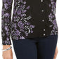 Karen Scott Women's Tapestry Print Cardigan  Purple Size Petite Small