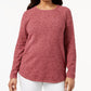 Karen Scott Women's Cotton Marled Curved Hem Top Red Size Large