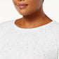 Karen Scott Women's Cotton Marled Curved-Hem Top Natural Size X-Small