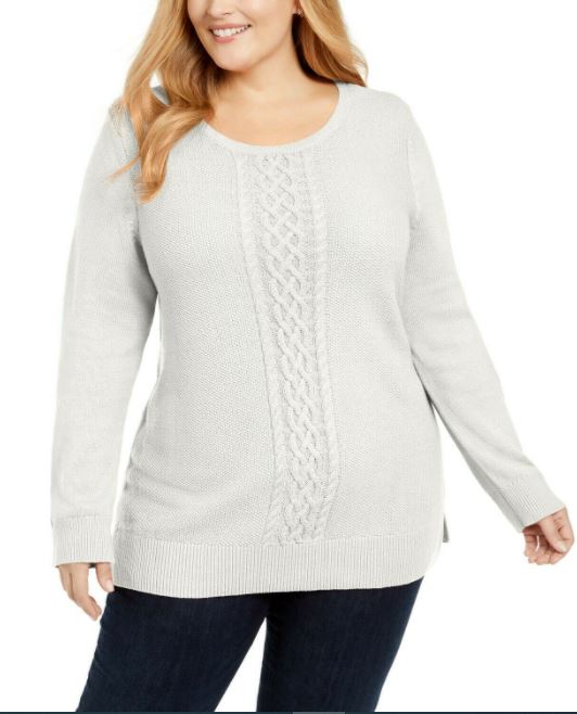 Karen Scott Women's Cable Knit Sweater White Size Medium