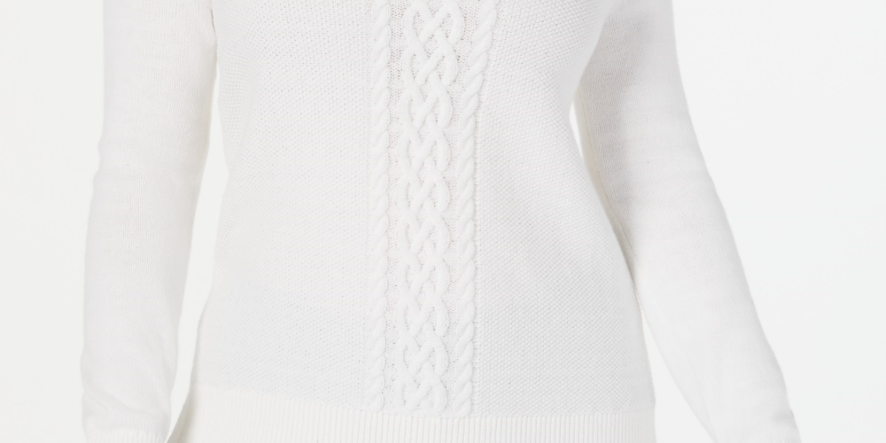 Karen Scott Women's Cable Knit Sweater White Size XX-Large