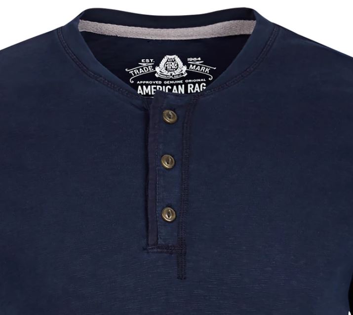 American Rag Men's Heathered Henley Navy Size X-Large
