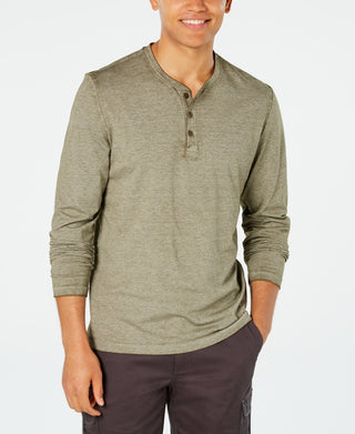 American Rag Men's Heathered Henley Green Size Small