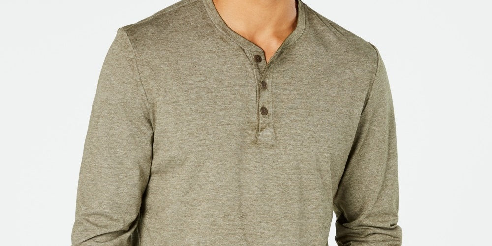 American Rag Men's Heathered Henley Green Size Small