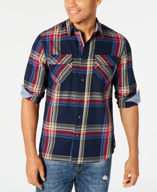 American Rag Men's Kane Plaid Shirt Navy Size X-Large