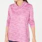 Karen Scott Women's Sport Space-Dyed Cowlneck Top Red Size XX Large
