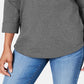 Karen Scott Women's Sport Cotton Studded 3/4 Sleeve Sweatshirt Charcoal Size Small