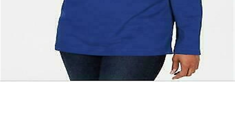 Karen Scott Women's Sport Cowl Neck Top Blue Size Medium