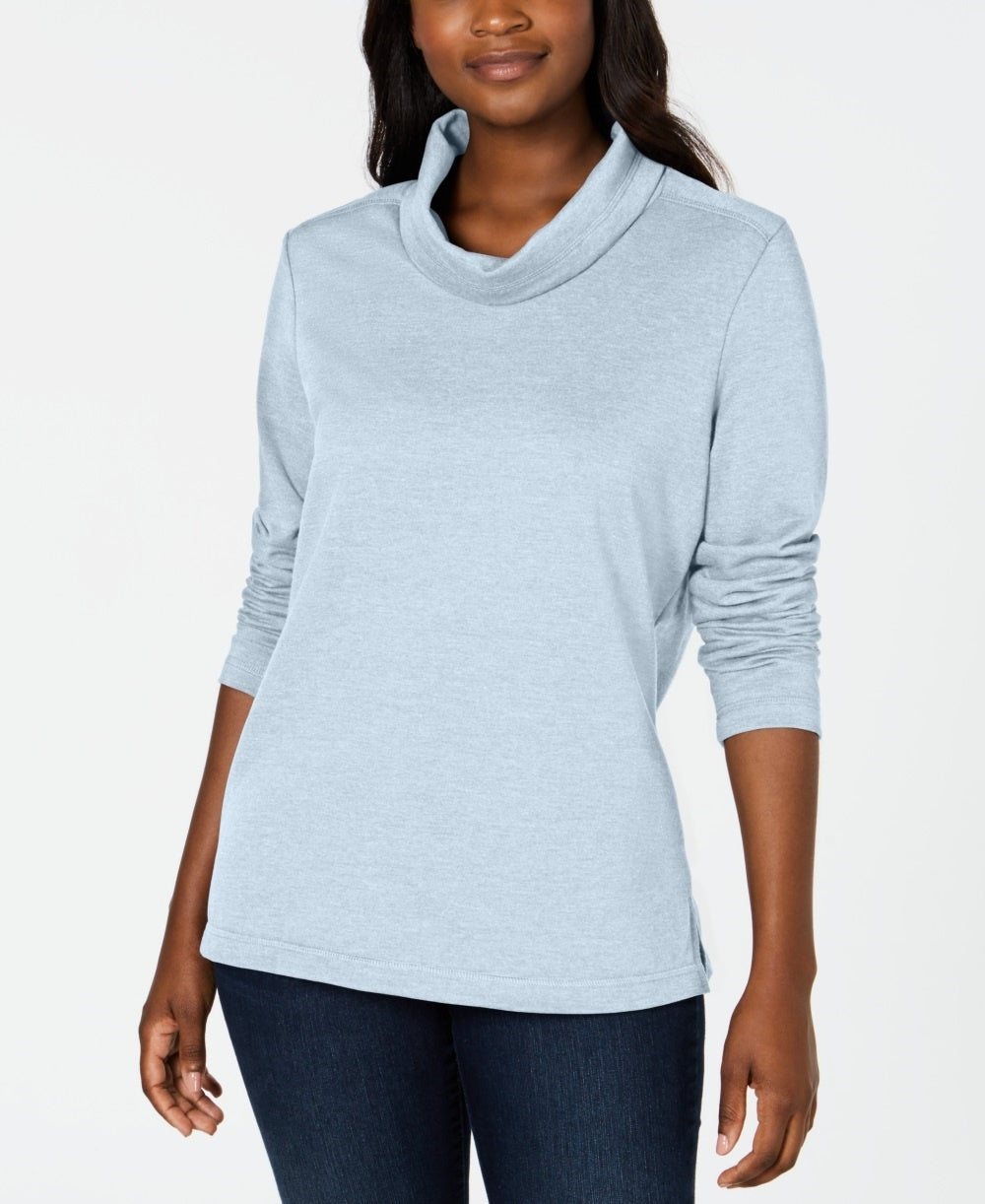 Karen Scott Women's Sport Cowl Neck Top Blue Size Small