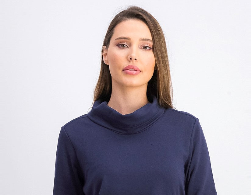 Karen Scott Women's Sport Cowl Neck Top Blue Size X-Large