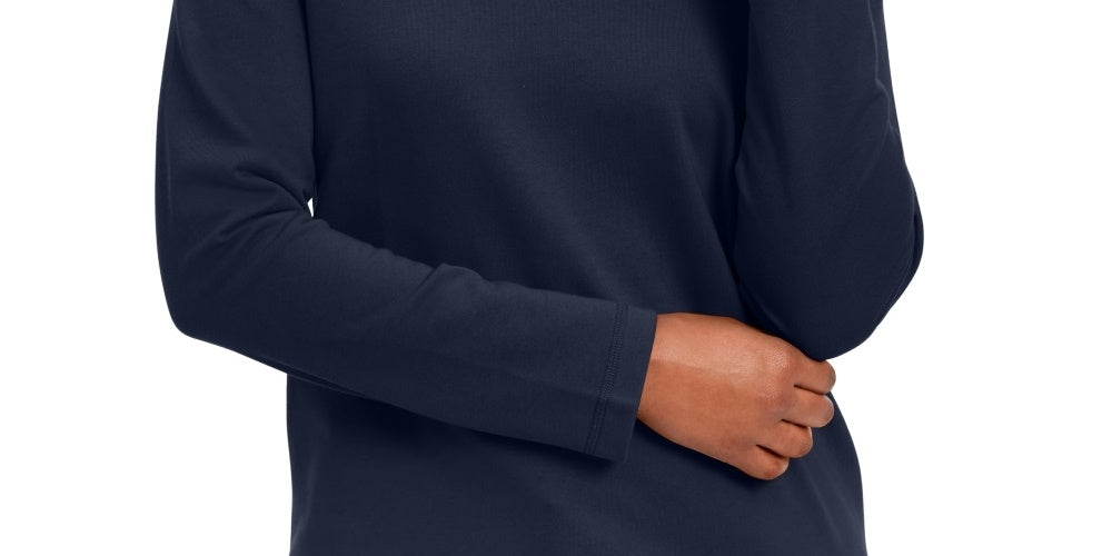 Karen Scott Women's Funnel Neck Top Navy Size Petite Medium