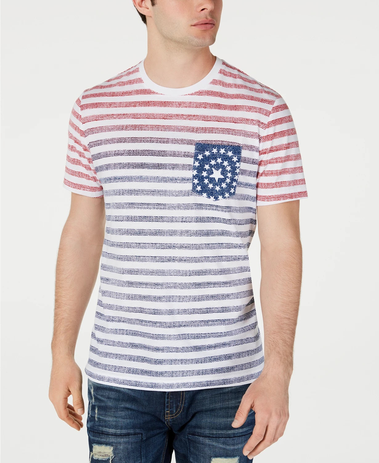 American Rag Men's Tonal Striped Pocket T-Shirt Red Size Small