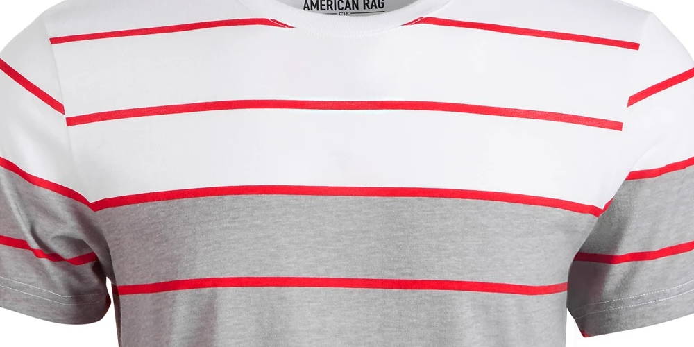 American Rag Men's Striped T-Shirt Grey Size Medium